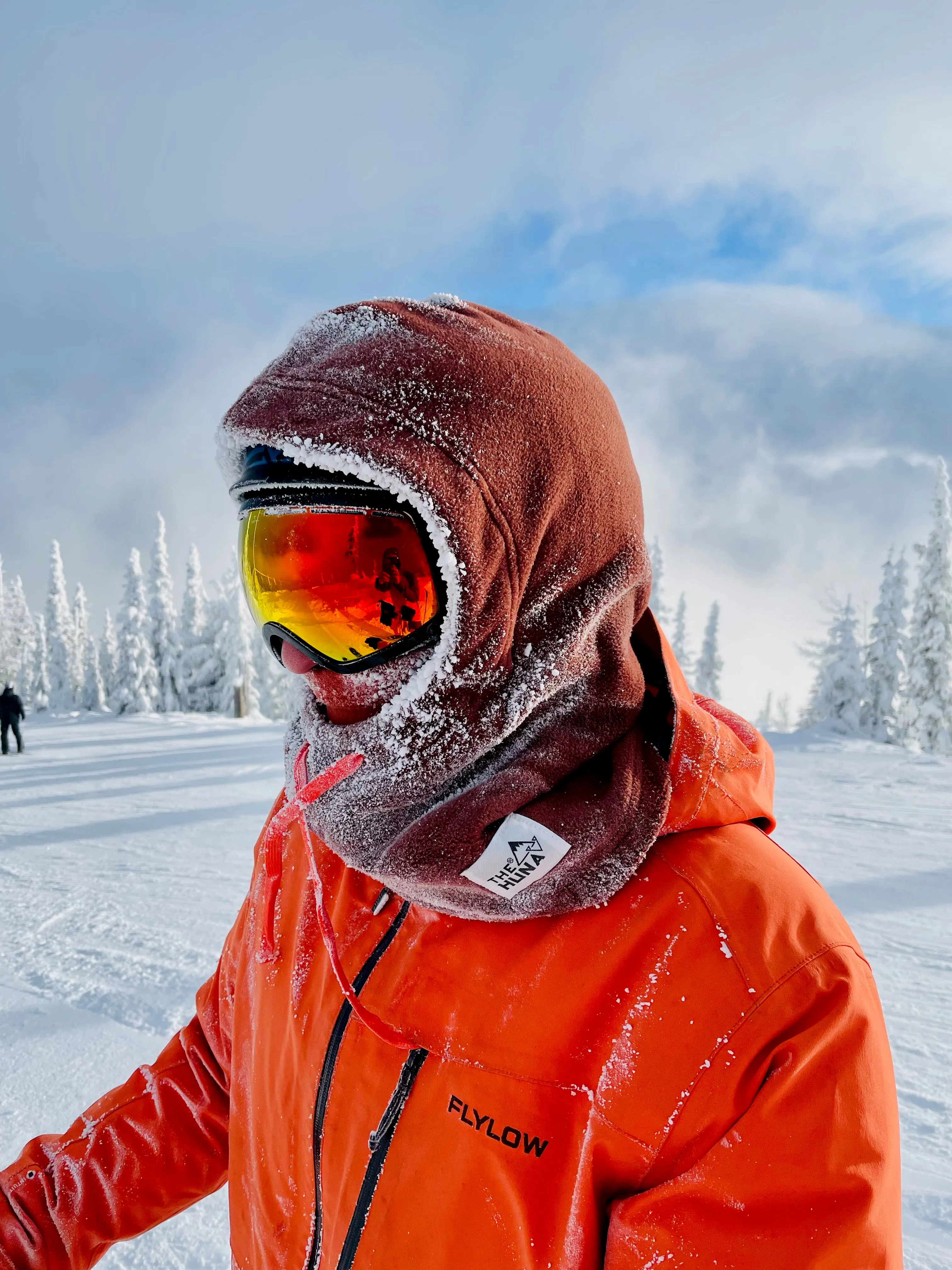 Brown with Orange Mouth & Orange Strings - Normal Fleece Helmet Hoodie