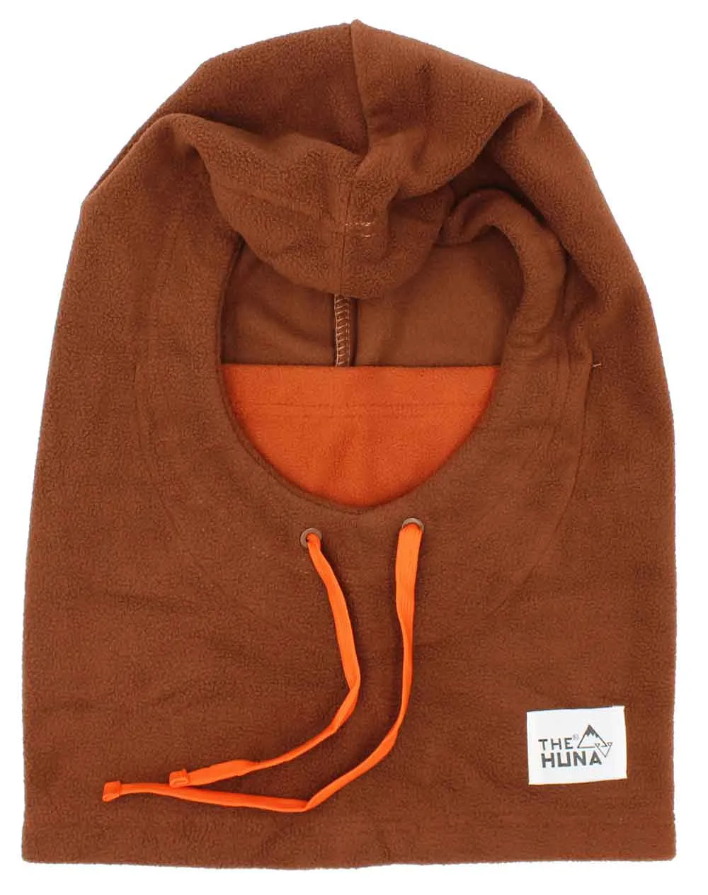 Brown with Orange Mouth & Orange Strings - Normal Fleece Helmet Hoodie