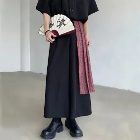 Chinese Style Men's Casual Trousers Calligraphy Patchwork Male Pants Straight Wide Leg Loose Menwear Summer Tide 9C6414