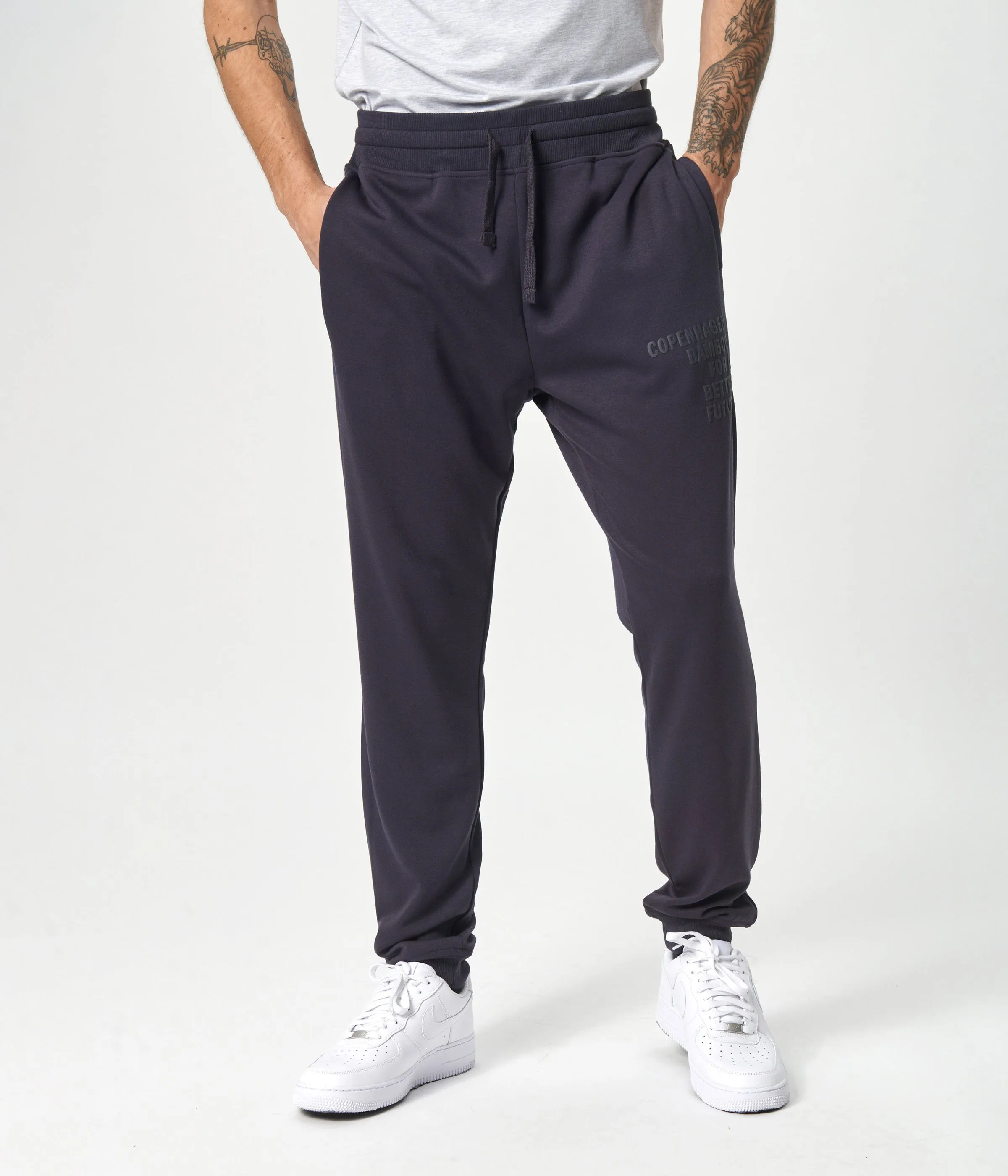 Dark grey bamboo hoodie track suit with logo
