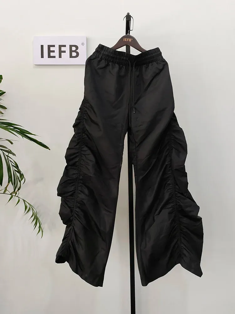 Dark Style Men's Casual Pants Pleated Drawstring Loose  High-waisted Designer Trousers Women All-match Summer Autumn 9A5815