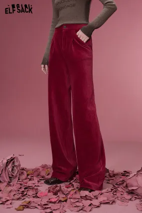 ELFSACK Korean Fashion Corduroy Pants Women 2023 Winter New Sports Trousers