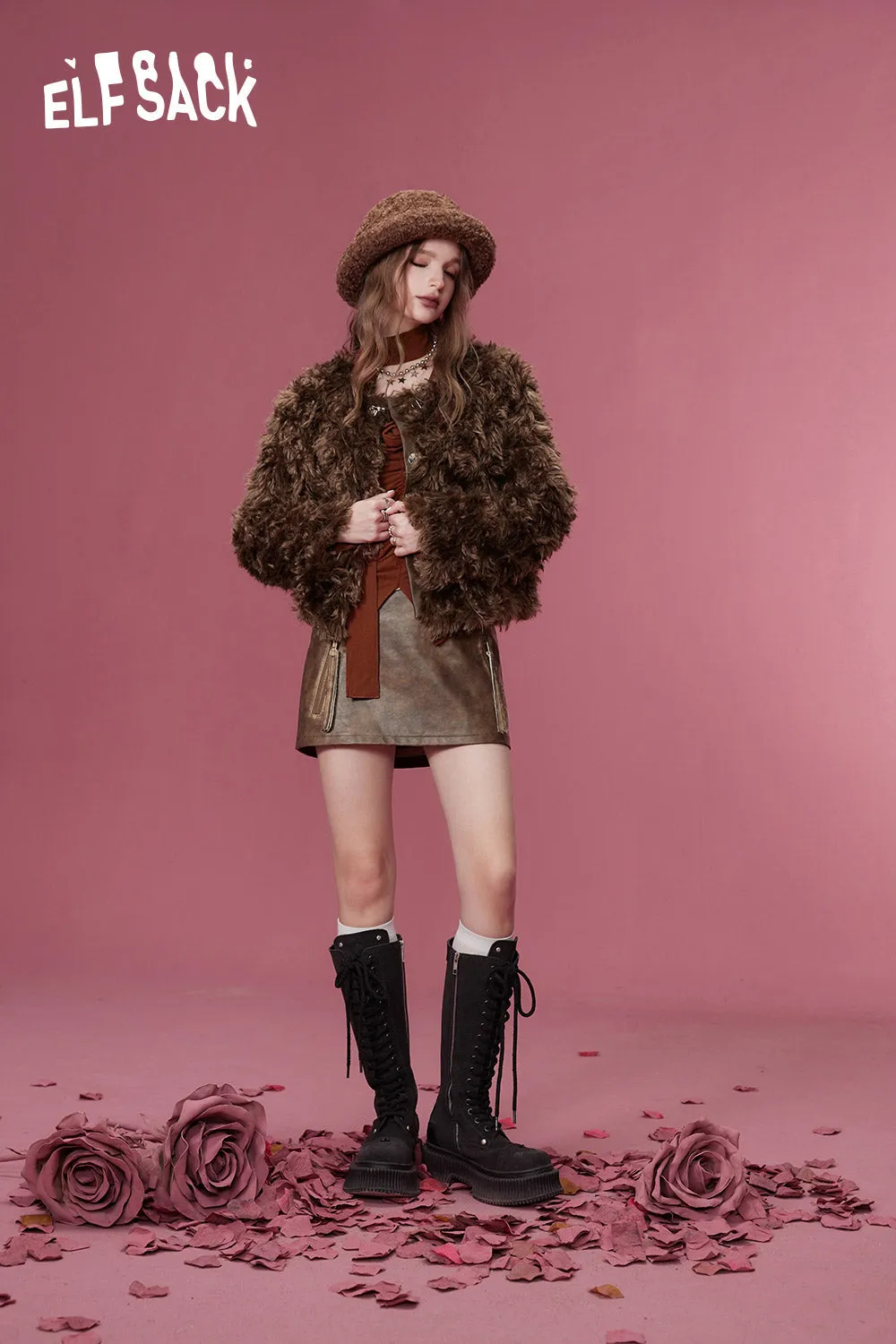 ELFSACK Korean Fashion Jackets Women 2023 Winter New Retro Luxury Designer Jackets
