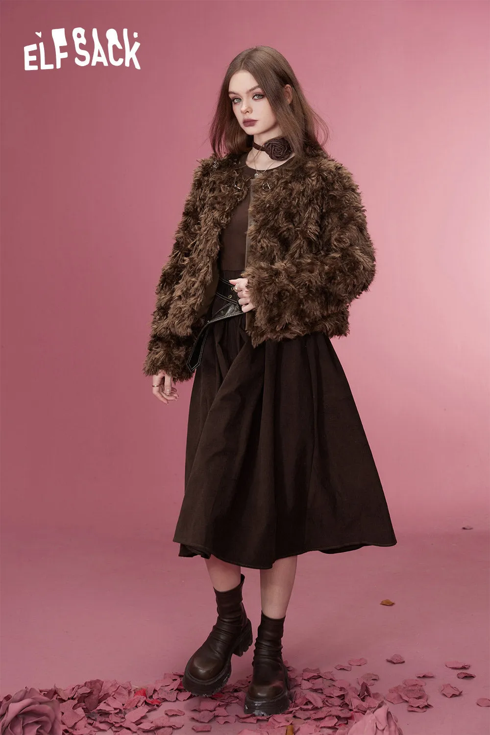 ELFSACK Korean Fashion Jackets Women 2023 Winter New Retro Luxury Designer Jackets