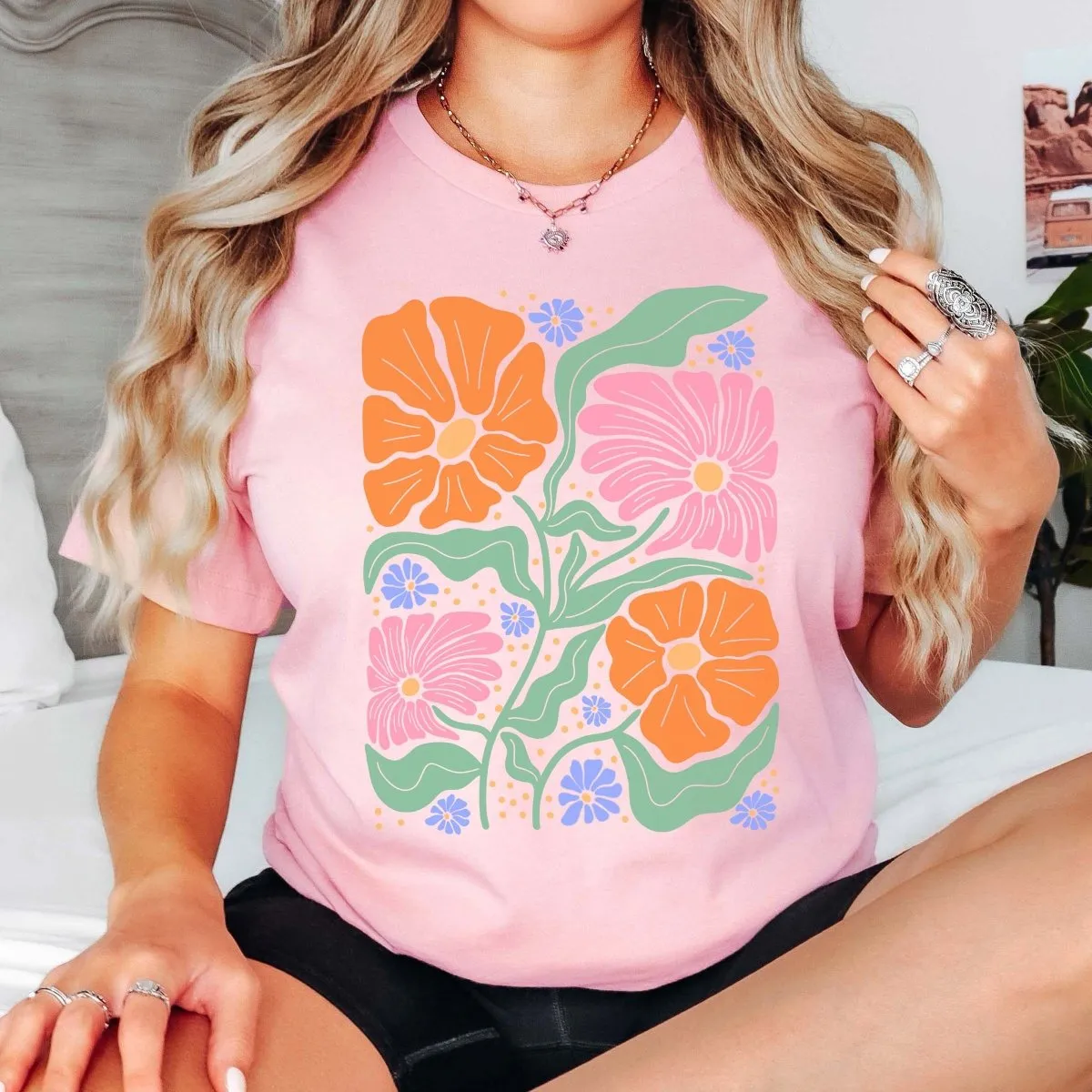 Floral Art Deco Collage Wholesale Graphic Tee - Fast Shipping
