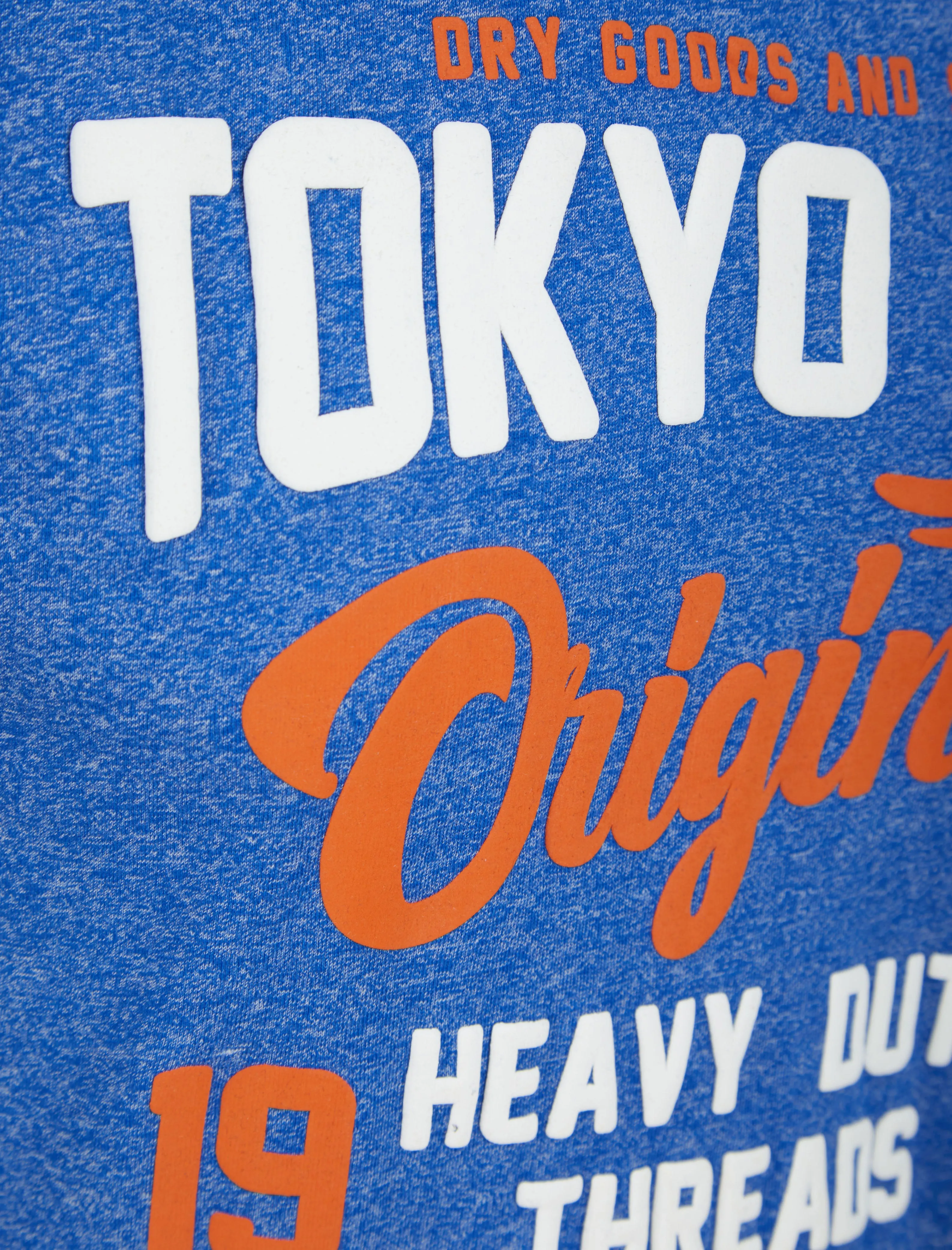 Heavy Duty Puffy Motif Cotton Jersey T-Shirt in Light Blue Grindle - Tokyo Laundry