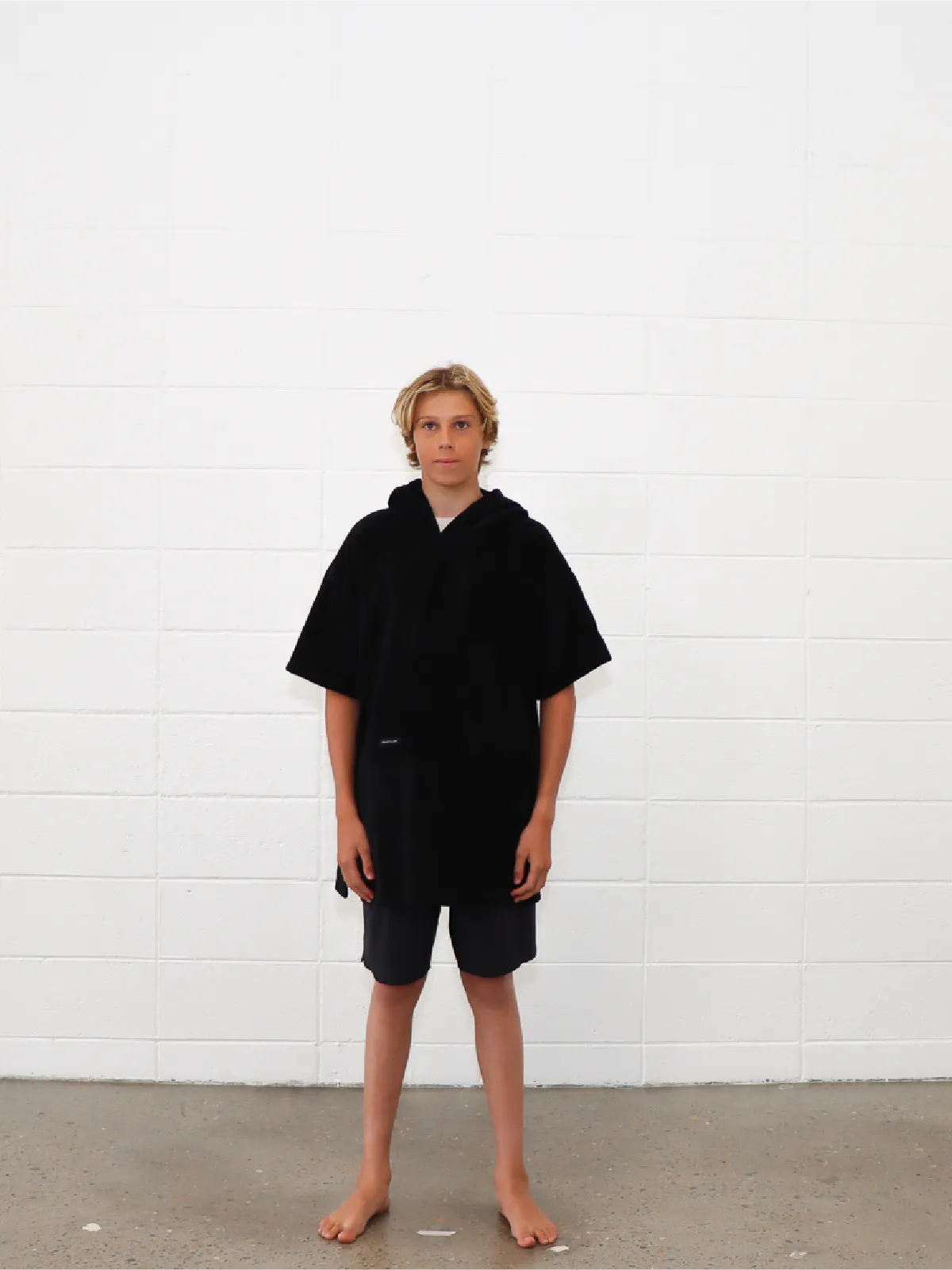 Kids Hooded Poncho Towel | Black