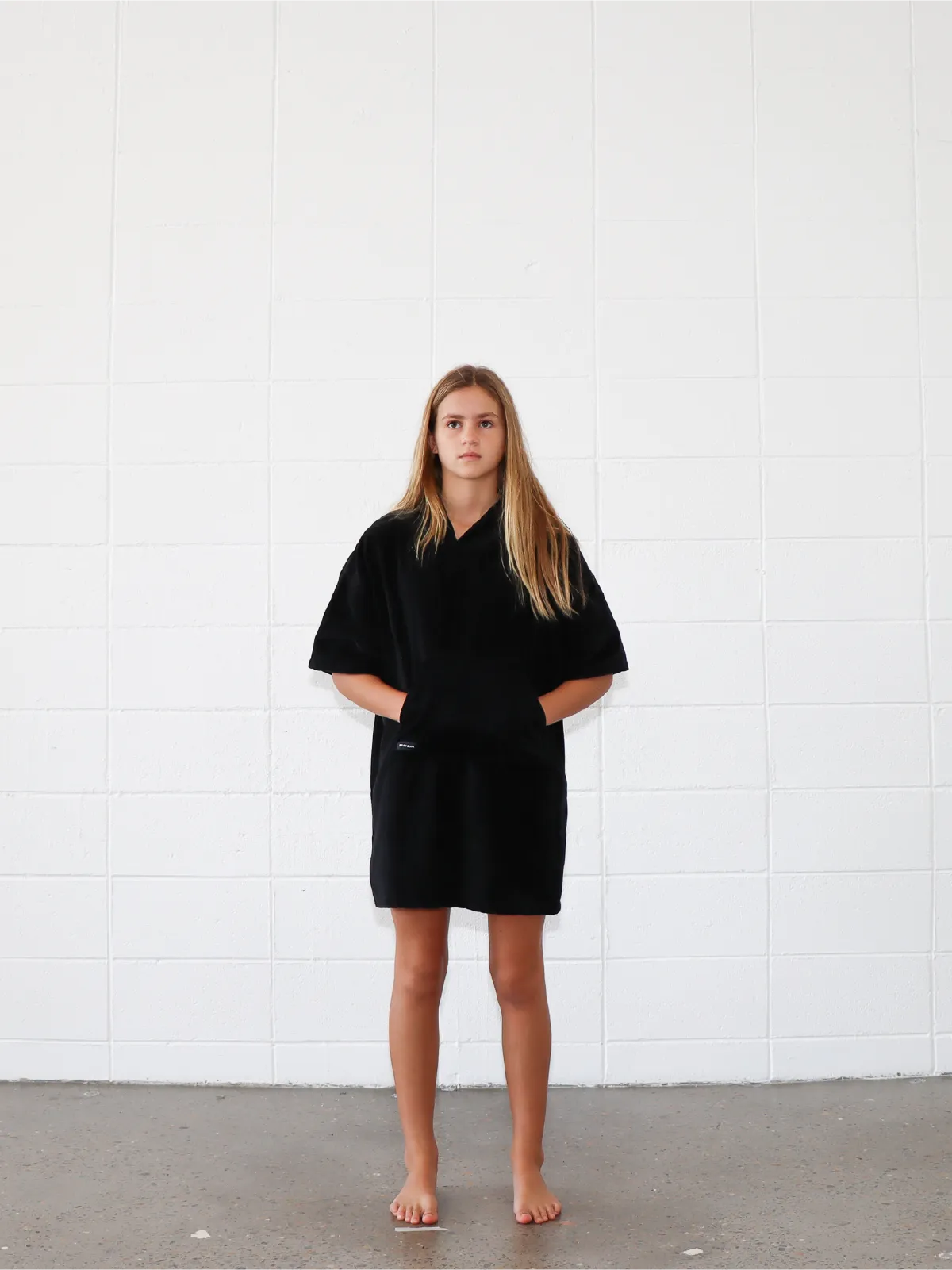 Kids Hooded Poncho Towel | Black