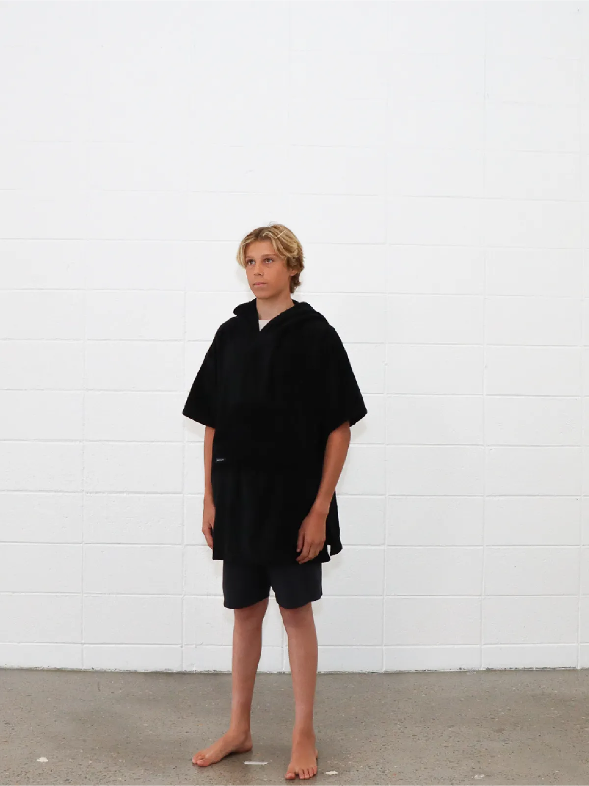 Kids Hooded Poncho Towel | Black