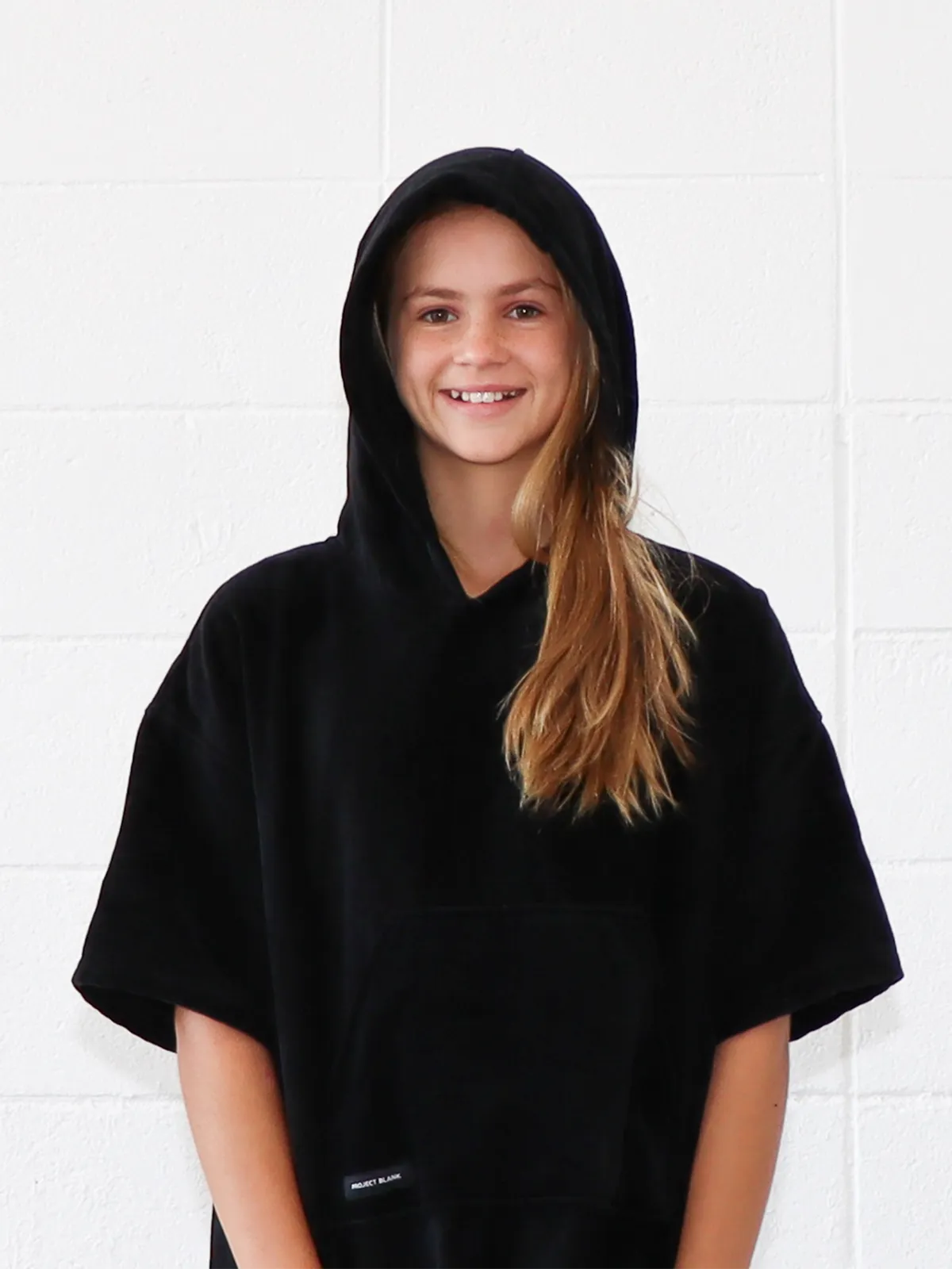 Kids Hooded Poncho Towel | Black