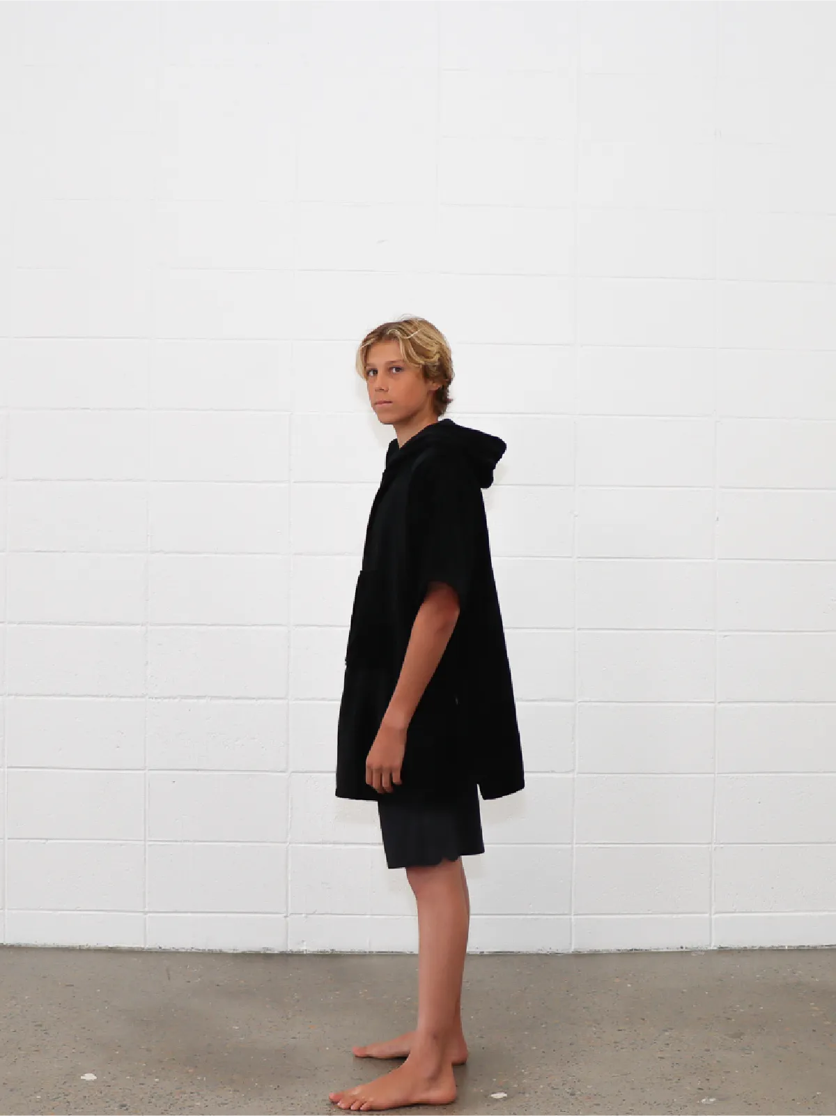 Kids Hooded Poncho Towel | Black