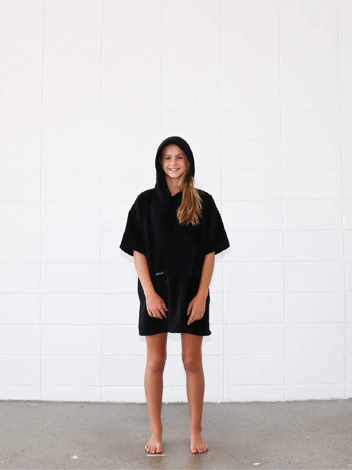 Kids Hooded Poncho Towel | Black
