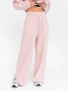 Knitted Wide Leg Sweatpants - Marshmallow Pink