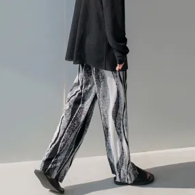 Korean Style Men's Pleated Straight Pants Chic Loose Casual Pants Elastic Waist Wide Leg Pants Autumn Summer Y6138