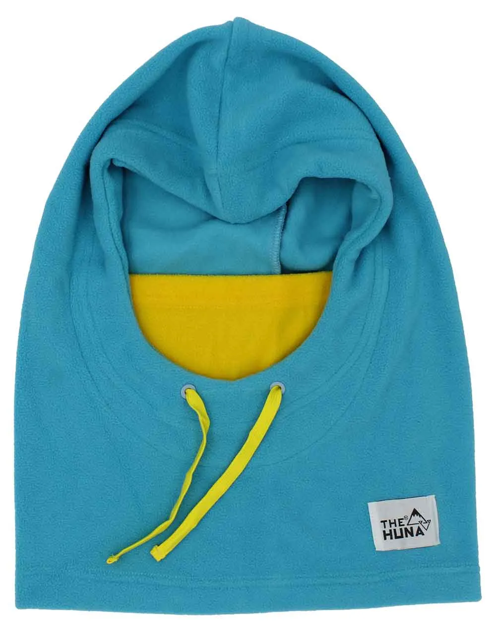 Light Blue with Yellow Mouth & Yellow Strings - Normal Fleece Helmet Hoodie