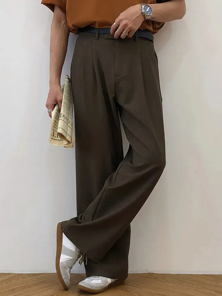 Men's Wear Autumn New Casual Pants Men's Fashion All-match Straight Trousers Loose Wide Leg Vintage High Waist 9Y1937