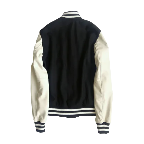 Mens Wesley Genuine Cow Leather and Wool Varsity Jacket