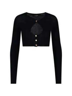 New Versace Medusa CutOut Wool Cardigan,Black