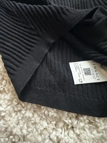 New Versace Medusa CutOut Wool Cardigan,Black