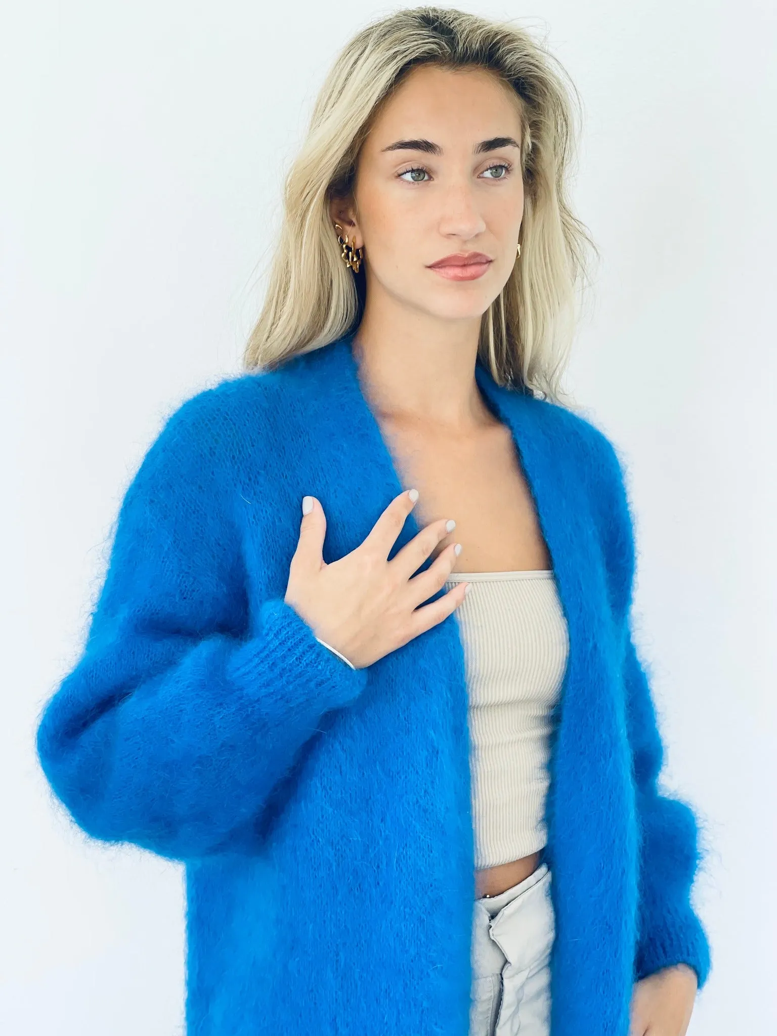Paris Mohair Long Cardigan - Bright Blue