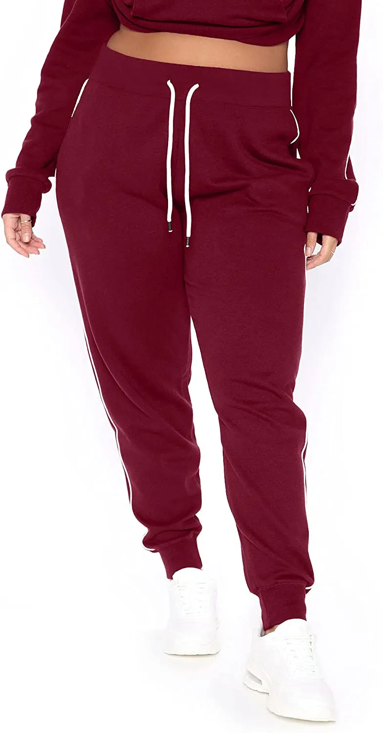 Plus Size Navy Blue High Waisted Athletic Workout Sweatpants
