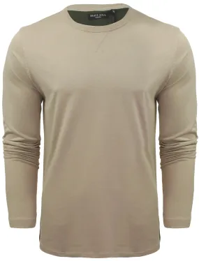 PragueD Long Sleeve Cotton Jersey Top in Mushroom