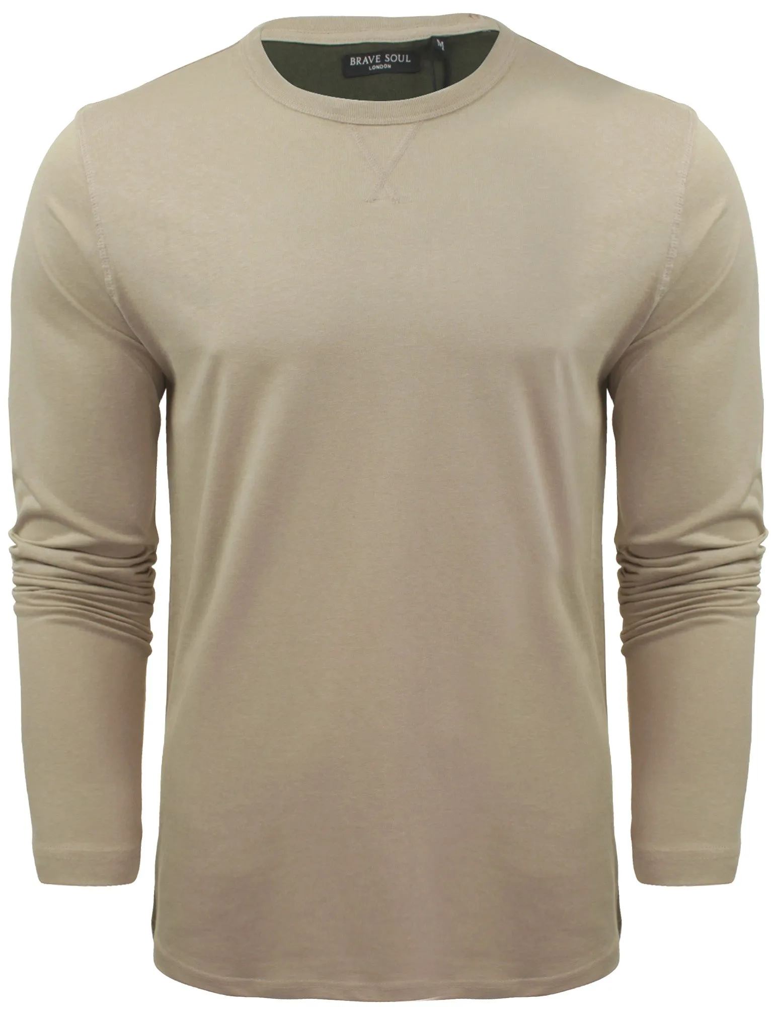 PragueD Long Sleeve Cotton Jersey Top in Mushroom