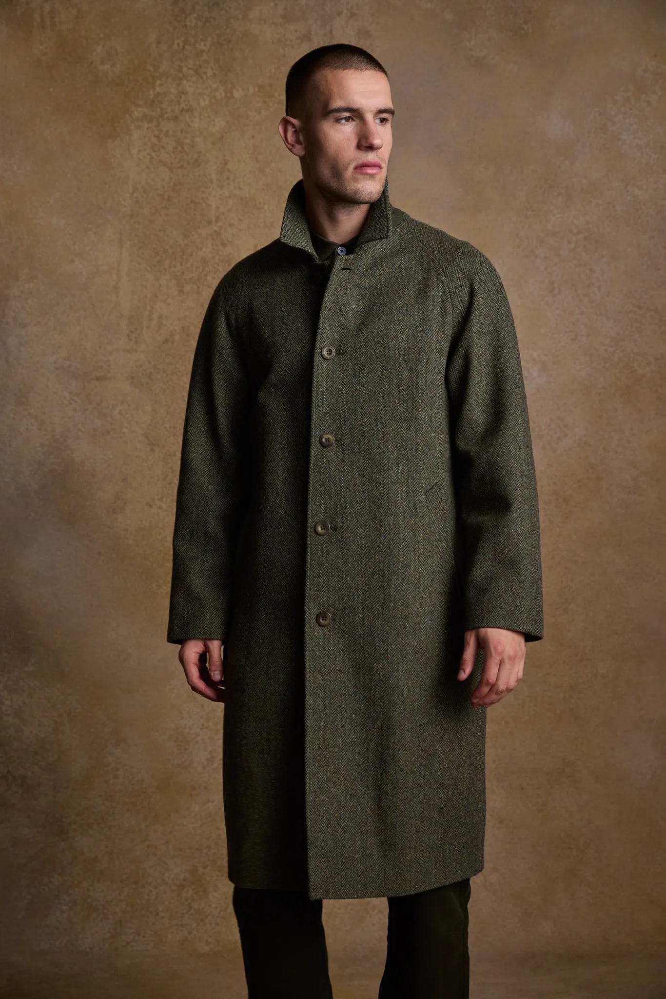 Sean Tweed Coat - Donegal Green Herringbone