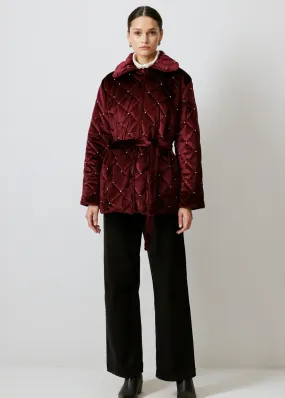 Stone Detailed Quilted Coat