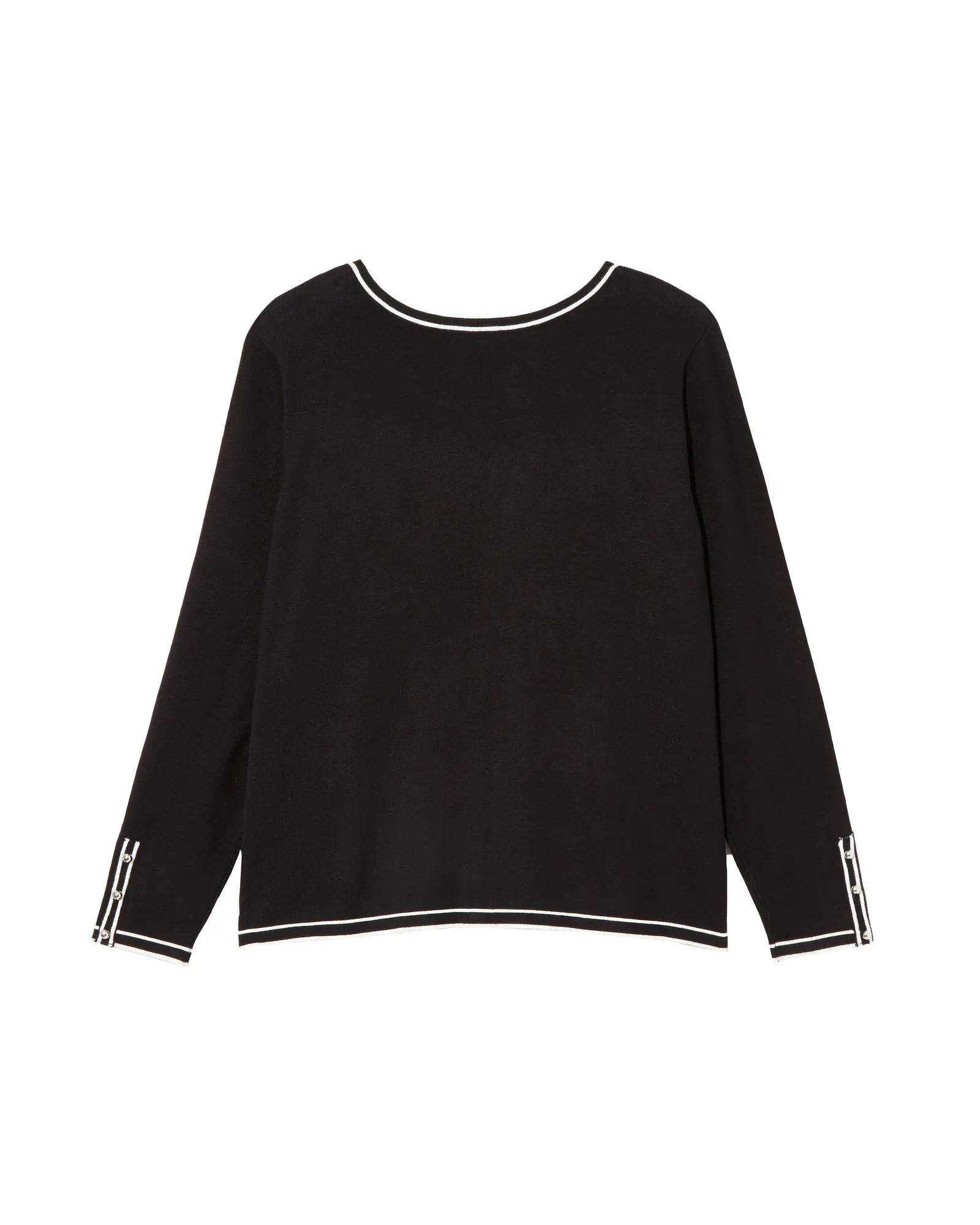 Tessa Contrast Piping Cardigan | Black / White