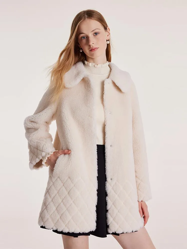 White Mid-Length Velour Coat With Bowknot