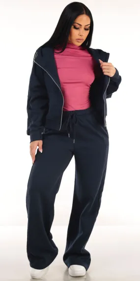 Zip Up Plum Sweatpants  Trio